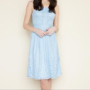 Francesca’s Madeline Midi Baby Blue Lace Dress